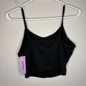 CHEIBEAR NEW Cropped Tank Womens S Black Spaghetti Straps